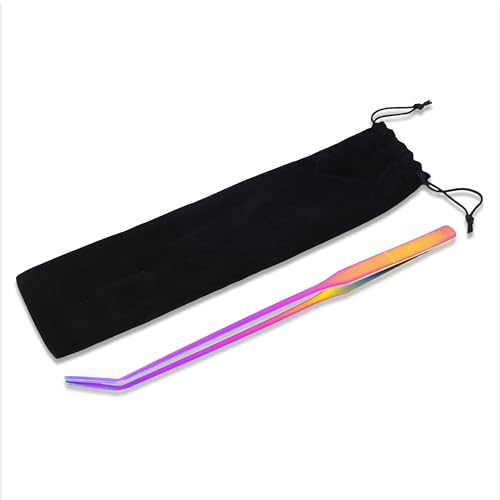 Mandala Crafts 15 Inches Rainbow Stainless Steel Curved Aquarium Tweezers for Aquatic Plants – Long Aquascape Forceps for Fish Tanks, Hospital Tanks, Goldfish Bowls, and Terrariums - color: Rainbow Curved Tweezers, size: 15 Inches