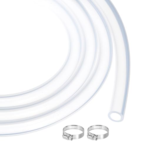 MECCANIXITY 3.3ft Clear Silicone Rubber Tubing 3/8" OD Plastic Tube Flexible Air Hose for Brewing, Wine Making, Pump Siphon, 7mm x 10mm, with 2pcs Clamps - color: Clear, size: 7mm x 10mm