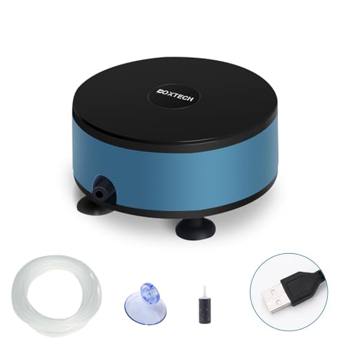 UPETTOOLS Mini Aquarium Air Pump, Quiet Fish Tank Oxygen Pump Portable USB Air Pump Aquarium Bubbler Kit with Air Stone and Airline Tubing for 1.5-7 Gallon Fish Tanks