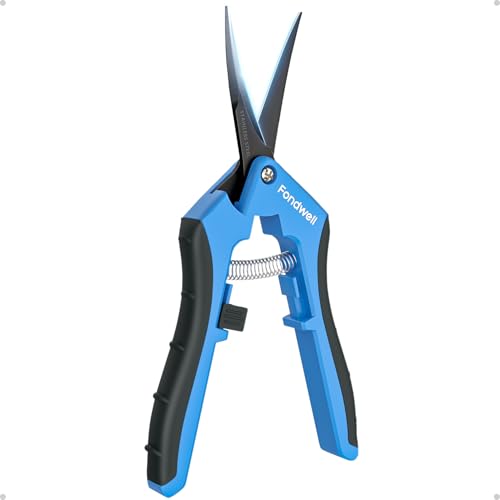 Fondwell 6.5" Trimming Shears Pruning Snips: Precise Gardening Scissors with Curved Micro Tip - Ideal for Tight Space Garden Work - style: Trimming Scissors (Curved Blades)