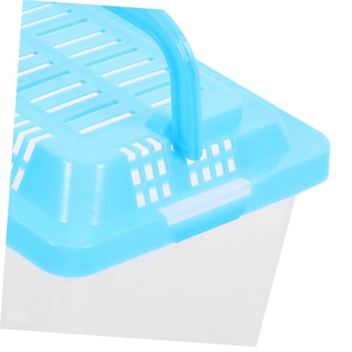 Mikikit Portable Transparent Turtle Tank Small Reptile Habitat Feeding Box with Hollowed Lid for Goldfish and Tortoises Easy to pet Carrier for Fish and Reptiles