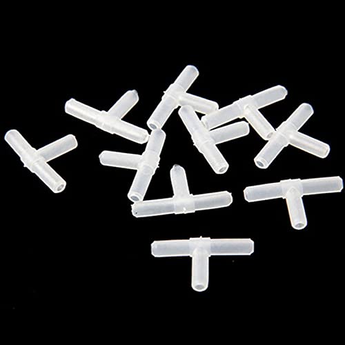 10pcs 3 Way Air Line Connector Aquarium Fish Tank Airline Tee Valve Pump Tube, White
