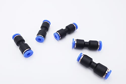 Push to Connect Fitting 4mm Tube OD, Pneumatic Air Water Straight Union Two Way Connector/Coupler (Pack of 5) - size: 4mm - 4mm