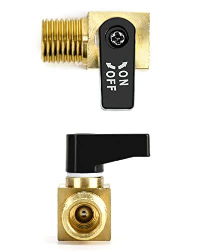 QWORK Air Compressor Valve, 2 Pack, Brass Mini Ball Valve, 1/4 in. NPT Male x NPT Female Shutoff Valve