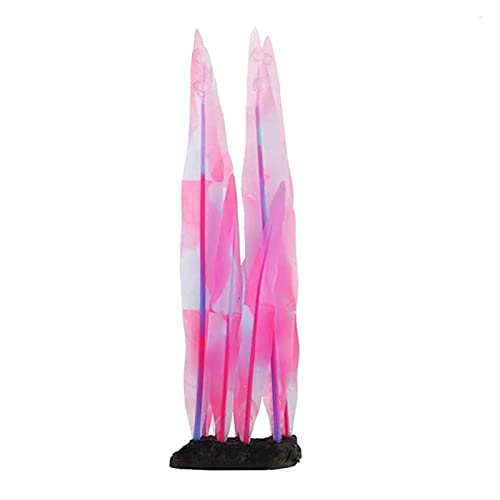 1Pc Silicone Aquarium Plants Tall Fish Tank Artificial Plants Decor Glowing Kelp Simulation Artificial Water Grass Fish Tank Plant,Pink,16.9in - color: Pink, size: 16.9in
