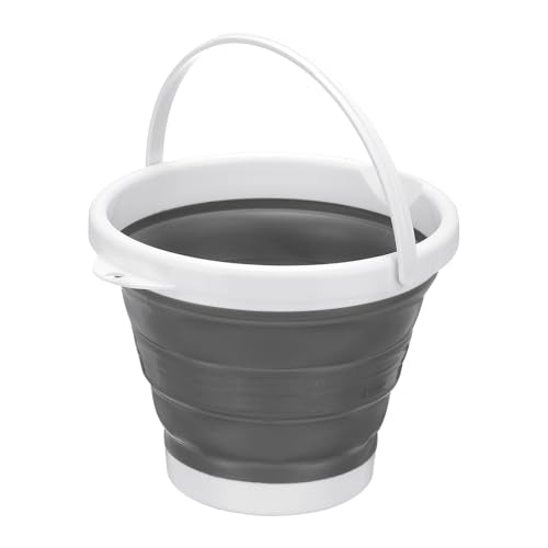 PATIKIL Collapsible Bucket 5L/1.3Gallon, Small Foldable Bucket Portable Plastic Round Tub for House Cleaning Car Washing Camping Fishing, Gray - color: Gray, size: 5L/1.3Gallon