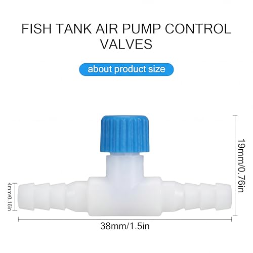 Honoson 30 Pieces Aquarium Air Control Valve T Shaped Air Pump Control Valves Single Way Plastic Flow Regulator for 4 mm Hose Line Tubing Connector(Blue and White) - color: Blue and White