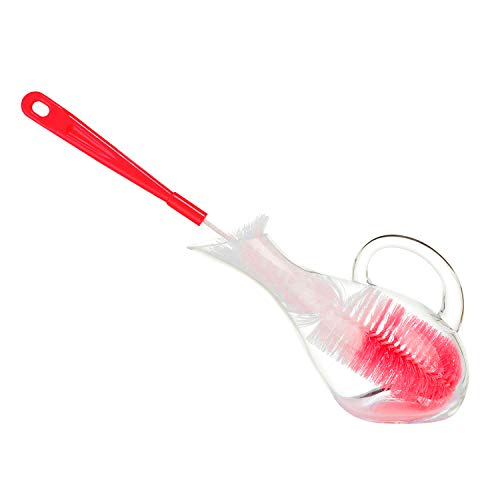 ALINK 3-Pack Long Red Bottle Cleaning Brush for Narrow Neck Beer, Wine, Kombucha, Hydroflask, Thermos, Sport Well, Carafe, Brewing Bottle Cleaner, 16 Inches - color: Red
