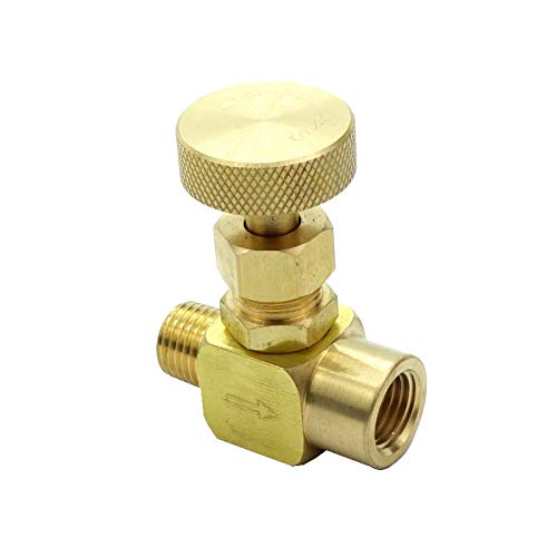 HongBoW Brass Instrument Needle Valve Wheel handle 600 Psi(WOG) (1/4 NPT Male x 1/4" NPT Female)