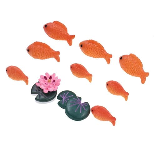 Figurine Creative Cute Pond Scene Miniature DIY Accessories Micro Landscape Red Fish Aquarium Ornament(Small Fish)