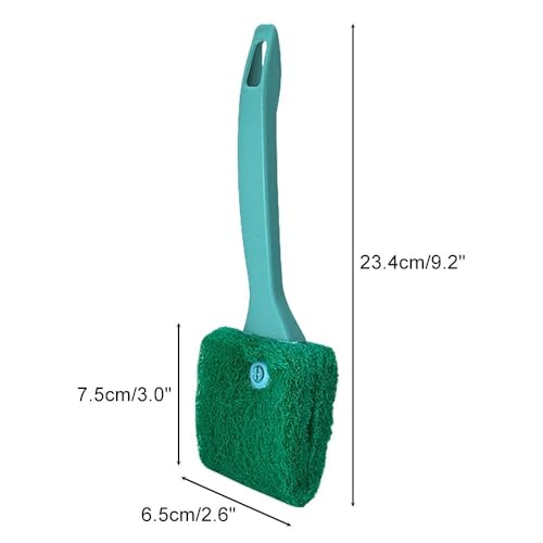 MiOYOOW Fish Tank Cleaning Brush, 2Pcs Aquarium Algae Scraper Double-Side Sponge Scrubber Cleaner with Extended Curved Handle for Fish Tank Glass Cleaning