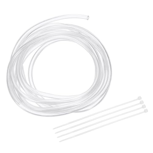 uxcell Flexible PVC Tubing, 2.5mm ID x 4mm OD - 6.6 Feet Long Clear Vinyl Water Pipe, Lightweight Plastic Hose Water Pipe with Zip Ties for Aquaponics, Air Hose, Irrigation - size: 2.5mm ID x 4mm OD