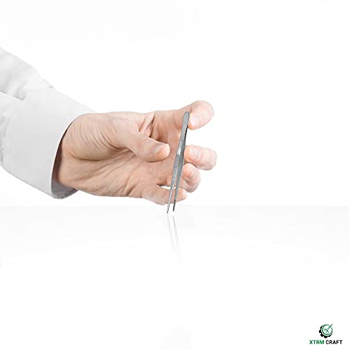 Thumb Dressing Forceps, Mulipurpose Tweezer Stainless Steel, Serrated Tip Straight 4.5 Inch - size: 4.5"