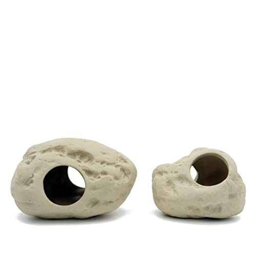 ALEGI Aquarium Decoration Rock Caves, Betta Fish Tank Accessories Hideout, Cichlid Stackable Cave Hiding (Small & Medium) - size: Small & Medium