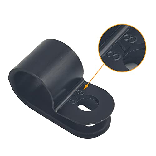 Cable Clamp R-Type Cable Clip Wire Clamp 3/8" Nylon Screw Mounting Cord Fastener Clips with Screws for Wire Management - Black - 50 Pcs - size: 3/8" Black