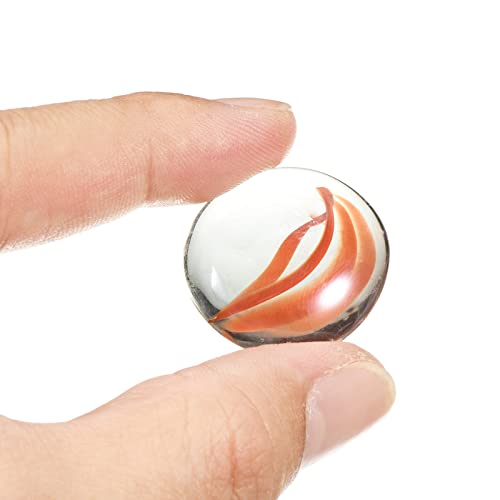 MECCANIXITY Decorative Flat Glass Marbles 28-32mm Rock Vase Filler Beads Pebbles Petal Red for Fish Tank Table Scatter Decor, 30 Pcs