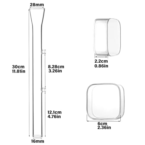 LINLAN 11.81 Inch Glass Shrimp Feeder, Aquarium Feeding Tube and Square Bowl with Two Suction Cups to Prevent Food from Spreading, for Crystal Shrimp and Cherry Shrimp - size: 30CM