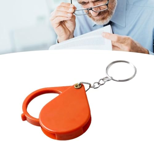 10X Magnifying Glass, Keychain Magnifier, Orange, Portable, for Small Objects and Visual Impairment