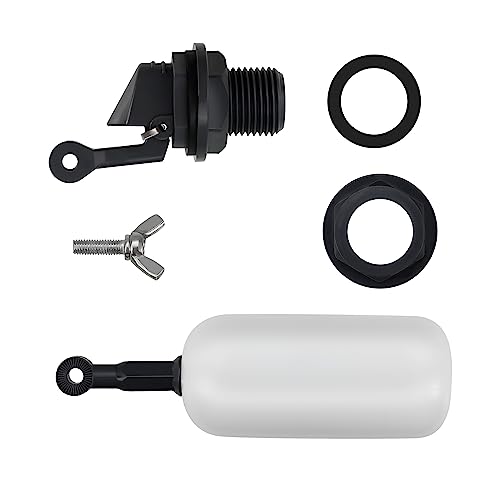 2 Pack Float Ball Valve, 1/2 Inch NPT Thread, OD. 0.84 inch (21.34mm), 3/4 inch, Adjustable Arm for Livestock Water Trough, Aquariums, Hydroponics - Automatic Fill and Control Water Level