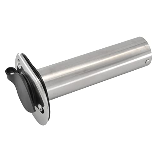 ISURE MARINE 2PCS Boat Stainless Steel Polished Fishing Rod Holder Flush Mount 15/30/90 Degree Casting Flange with Rubber Cap, Liner, Gasket PVC Cap and Inner Tube for Marine Yacht Kayak - color: 2pcs 90°
