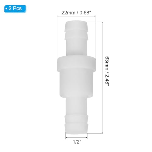 PATIKIL 1/2" Barb Hose One Way Inline Check Valve, 2 Pcs Plastic Non Return Water Stops Ozone Resistance Valve for Aquarium Garden Fuel Oil Air Gas, White - size: 0.5 Inch