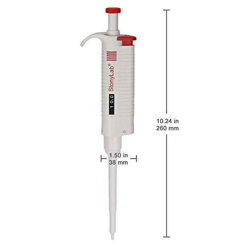 stonylab Single Channel Pipettor Controller, Adjustable Variable Volume Micropipette Pipette Pipet with Tip Cone for Laboratory Research, 0.5-10 µL - size: 0.5-10 ul