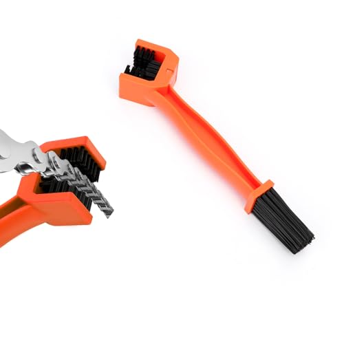 Ziciner Motorcycle Chain Brush, Bike Chain Cleaning Brush with Double-Ended Brushes, Durable Motor and Bicycle Chain Gears Maintenance Cleaning Tool, Motorcycle Accessories (Orange) - color: Orange