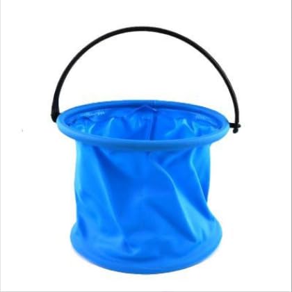 ASEANAO Collapsible Blue Plastic Bucket, 20 x 14.5 x 13cm, Foldable Water Bucket for Camping, Fishing, Cleaning, Beach - color: Blue