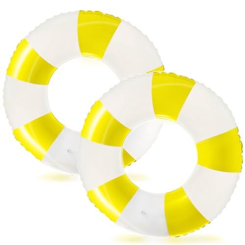 2 PCS Inflatable Pool Floats for Swimming Pool Party Lake Beach Adults - Floaties Pool Tubes Swim Rings Tubes Floaties for Beach Pool Party Decorations - color: Yellow, size: 29"