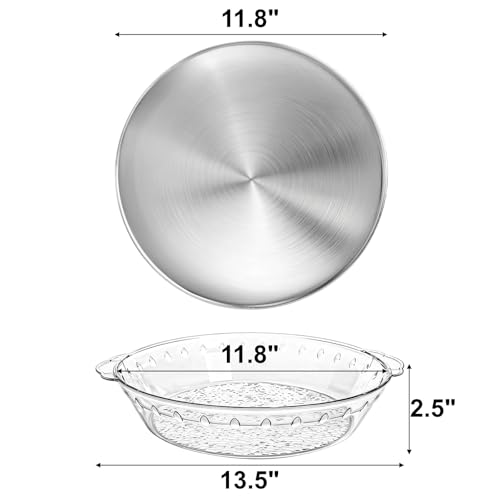 DEAYOU 3 Set 11.8" Chilled Serving Tray for Parties, Round Shrimp Cocktail Serving Dish with Ice Compartment, Ice Serving Bowl Cold Platter for Appetizer, Fruit, Veggie, Salad, Buffet, Keep Food Cold
