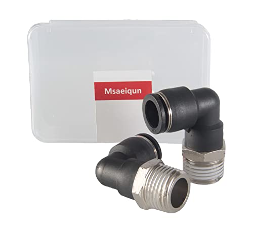 1/2 Air hose fittings, Air fittings Male Elbow 1/2 Inch Tube OD x 1/2 NPT Thread Push to Connect Fitting, PL-1/2-N4 (Pack of 2) (1/2-1/2) - size: OD 1/2 - NPT 1/2