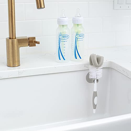 Dr. Brown's Reusable Sponge Baby Bottle Cleaning Brush with Suction Cup Stand, Scrubber and Nipple Cleaner, BPA-Free, Gray, 1-Pack - color: Gray Bottle Brush, size: 1-Pack