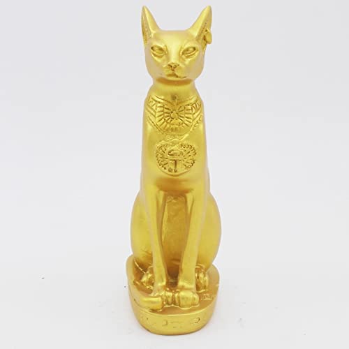 Aquarium Ancient Egypt Fish Tank Decorations Cat Goddess Bastet Reptile Turtle Lizard Spider Tanks Terrarium Egyptian Temple Décor Ornament Pet Gold - color: Cat Bastet Gold