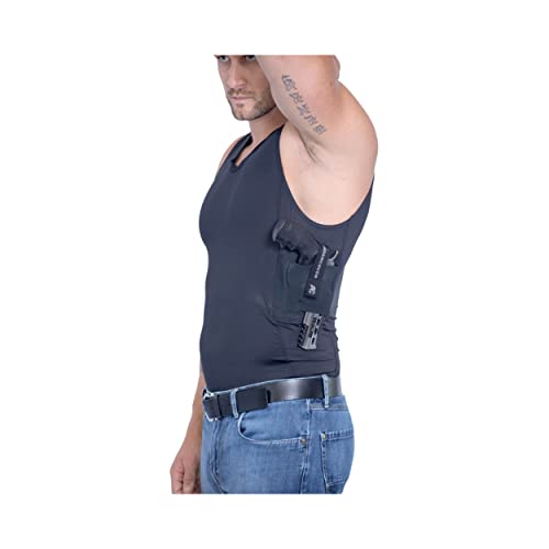 Concealed Carry Wear CCW Compression Tank Top - Tactical Everyday Carry EDC - Gun Holster Shirt for Men - color: Black, size: X-Large