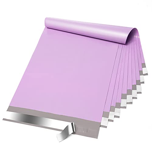 Fuxury Poly Mailers 10x13 Inch 50 Pcs, Waterproof Shipping Bags for Clothing, Strong Adhesive Shipping Envelopes for Small Business Suppliers, Self Seal Mailers Poly Bags Mailing Envelopes Purple - color: Light Purple, size: 10x13" 50pcs