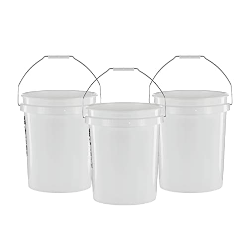 United Solutions 5 Gallon Bucket - 3 Pack, White, Heavy Duty BPA-Free Plastic Bucket, Comfortable Handle, Easy to Clean, Perfect for on The Job, Home Improvement, or Household Cleaning - color: White