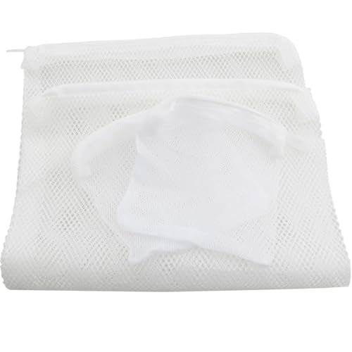 DGZZI 4PCS Fish Tank Filter Bags Reusable Media Mesh Bags with Zip Ring Bags for Aquarium Fish Tank Filter Material White