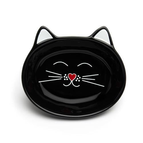 Park Life Designs Oscar Cat Dish - Ceramic Cat Shaped Food and Water Bowl (Black) | Stylish Feeding Bowl, 6 oz Capacity | Lead-Free & Food-Safe | Easy-Clean, Dishwasher Safe - color: Black