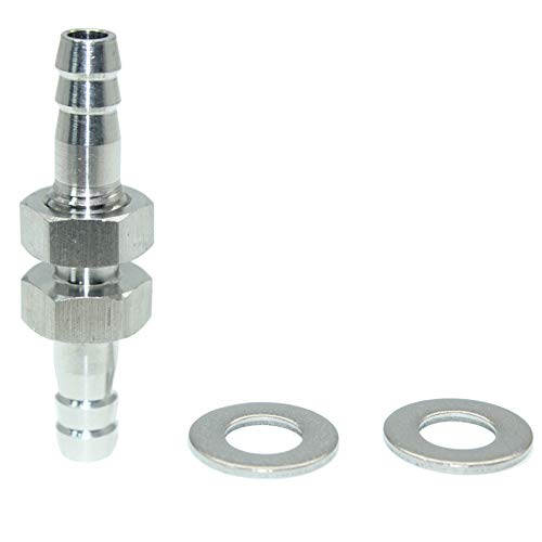 Beduan 3/8" Hose Barb Thru-Bulk Bulkhead Straight Hex Union Stainless Steel Fitting - size: 3/8" Hose Barb, style: Pack of 1