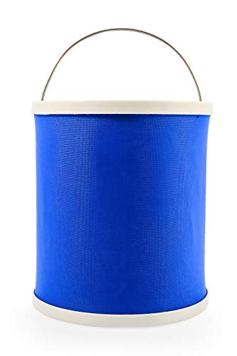 Camco Collapsible Bucket with Storage Case- Durable Pop Up Bucket with Watertight Fabric, Holds 3 Gallons of Water - for RVs, Camping, Fishing, Boating, Hiking - Blue (42993), Blank Ski (Pack of 4) - size: 2.00 L x 10.50 W x 10.50 H inches (Pack of 4)