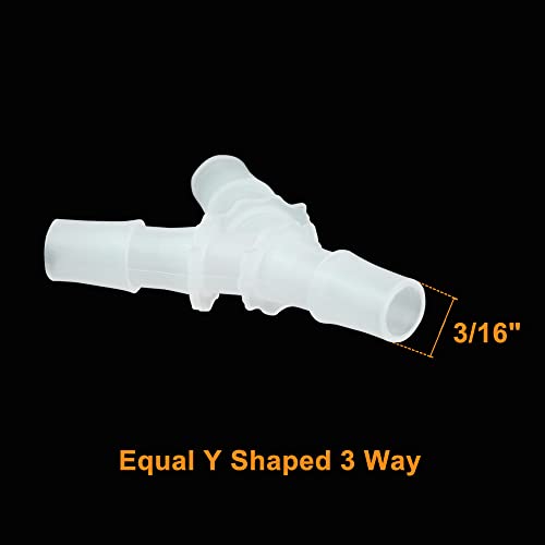 Feelers 3/16" Plastic Hose Barb Tee Fitting 10 Pack, Equal Barbed Y-Shaped 3-Way Connector, Tube Splicer Union Adapter for Air Line, Fuel Line, Water Hose - size: 3/16 inch, style: 10pcs-Y Shaped