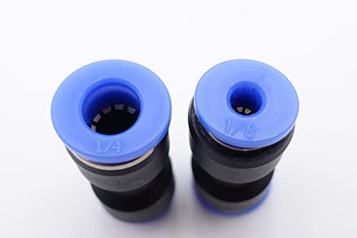 Push to Connect Fitting 1/4" Tube OD x 1/8" Tube OD Reducer, Pneumatic Air Water Straight Union Two Way Connector/Coupler (Pack of 5) - size: 1/4 inch - 1/8 inch