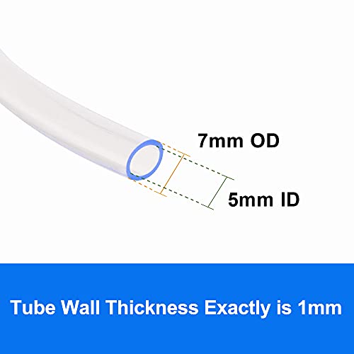 QuQuyi PVC Vinyl Tubing 5mm ID X 7mm OD, Flexible Plastic Hose Clear Oil Resistant Industrial Tubing, 49.2FT - size: 5x7mm, style: 49.2 Feet