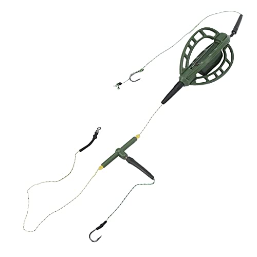 Carp Fishing Bait Cage Feeder with Wire Hook Rigs, Sturdy European Style Long Line Nesting Trap Device Inline Method Inserted Weight Quick Sinking Durable Angler Lure Equipment Tackle 2PCS - size: 35g
