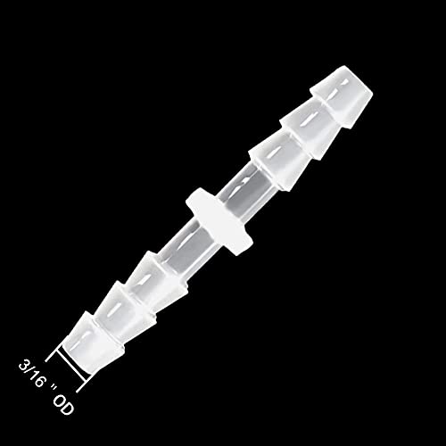 Plastic Hose Barb Fitting 3/16" x 3/16" Pipe Connectors Joint Splicer Mender Adapter Union for Aquarium Household Adapters Fuel Gas Liquid Air (Pack of 5) - size: 3/16 Inch-5pcs