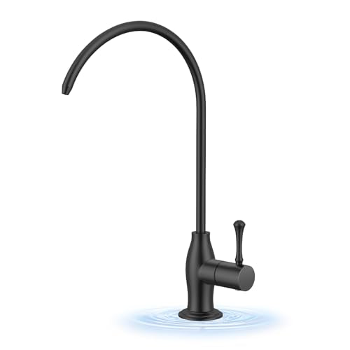 WEWE Vintage Drinking Water Faucet, Lead-Free Stainless Steel Kitchen Water Filter Faucet for Reverse Osmosis System, Non-Air Gap RO Beverage Faucet, Matte Black - color: Matte Black, style: Antique