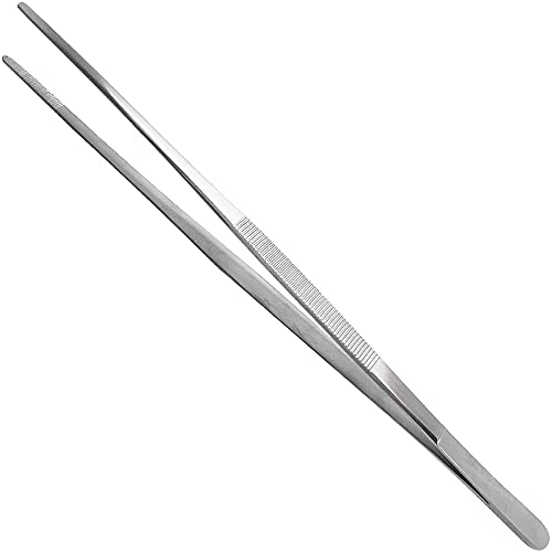 Thumb Dressing Forceps, Mulipurpose Tweezer Stainless Steel, Serrated Tip Straight 12 Inch - size: 12"