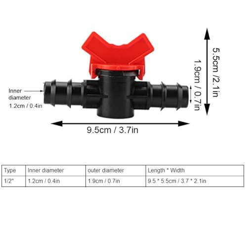 3/4" Plastic Line Hose Barbed Ball Valve Shut-Off Switch With Hose Barb Water Flow Control Connector for Aquarium Garden Micro Irrigation(1/2'') - size: 1/2''