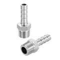 2 Pack Stainless Steel Hose Barb to NPT Male Adapter, 3/8" Barb x 3/8" NPT Male for Industrial, Automotive, Fluid Transfer, Home Gardening - size: 3/8" Barb To 3/8" NPT Male