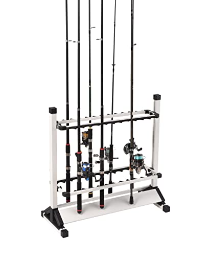 JOYWAVE Fishing Rod Holders,Aluminium Fishing Pole Holders,Portable Fishing Rod Rack,Holds Up to 24 Rods,Fishing Pole Vertical Ground Display Rack